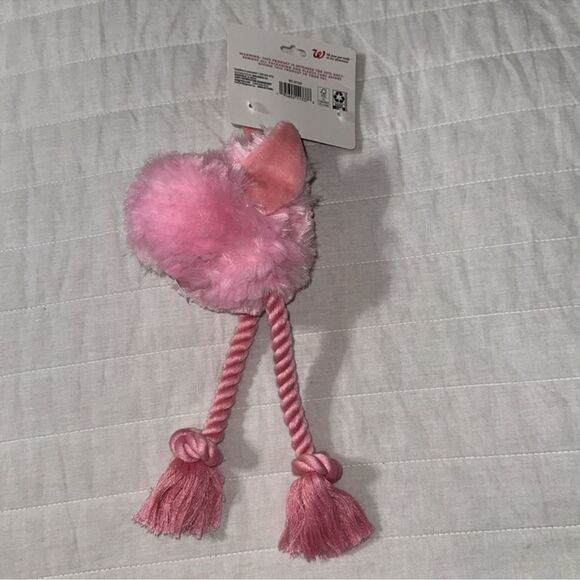 PETSHOPPE Pink Flamingo Plush Rope Squeaky Sound Dog Toy - Picture 3 of 7